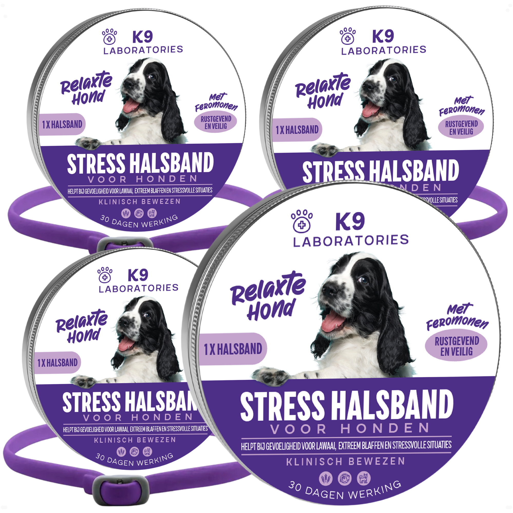 Stress halsband set van 4